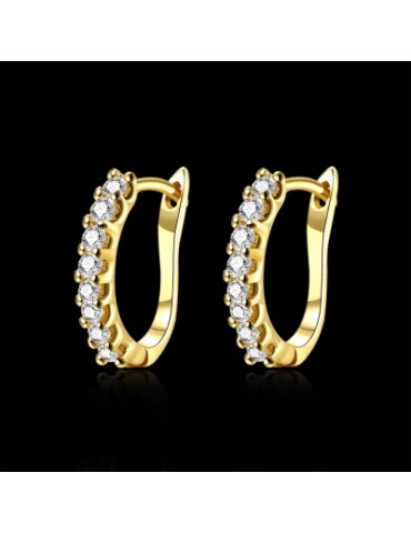 Fashion K Gold Fashion Diamond Set Earring Buckle Plated with Gold