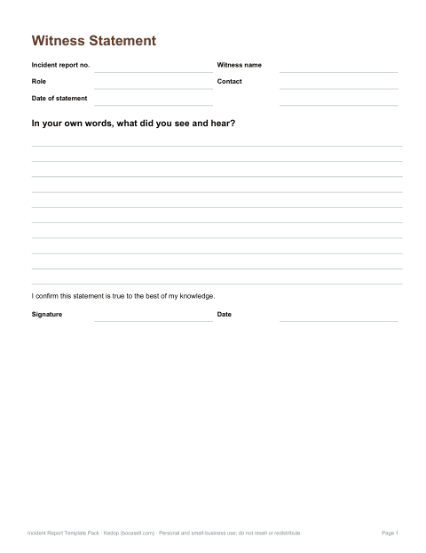 Preview of the first page of Witness statement (DOCX, PDF)